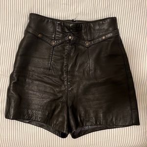 Vintage black leather shorts